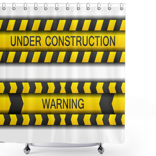 Personality  Two Warning Tapes - Under Construction And Warning With Shadow Shower Curtains