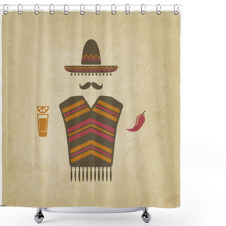 Personality  Mexican Man With Tequila And Chili Pepper Shower Curtains