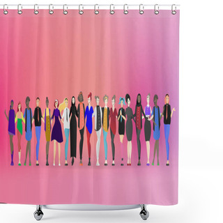 Personality  Beautiful Women Diverse Standing Together. In Different Clothes  Shower Curtains
