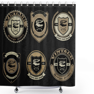 Personality  Why Reinvent Tyrannosaurus? Concept Set Vector Illustration Of Scull And Bones In A Pirate Flag Style Shower Curtains