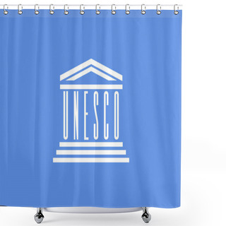 Personality  Flag Of The UNESCO. Vector Illustration Of A Stylized Flag. The Slit In The Paper With Shadows. Shower Curtains