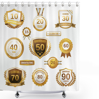 Personality  Anniversary Label Set Shower Curtains