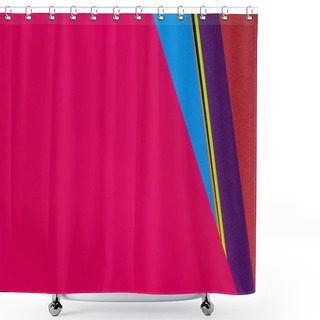 Personality  Creative Background With Colorful Stripes And Bright Pink Copy Space Shower Curtains