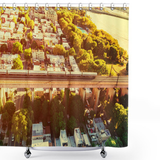 Personality  Train Crossing The Hell Gate Bridge In NY Shower Curtains