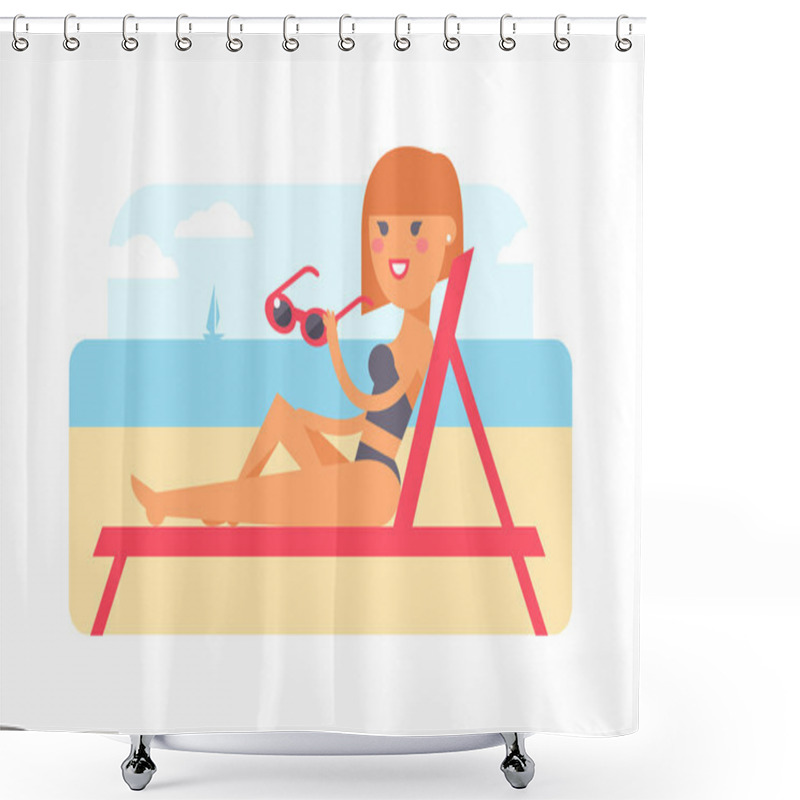 Personality  Summer girl vector illustration. shower curtains