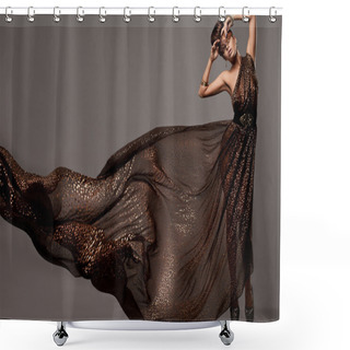 Personality  Beautiful Woman In Brown Dress Shower Curtains