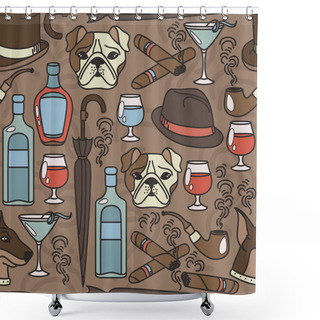 Personality  Seamless Pattern For Gentleman's Club Shower Curtains