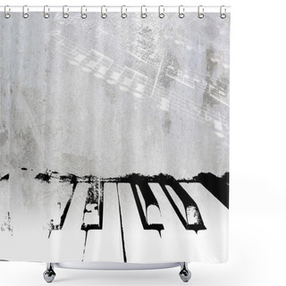 Personality  Vintage Music Background - Grunge Piano And Notes Shower Curtains