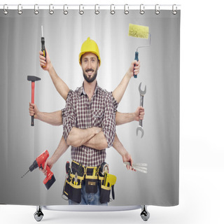Personality  Handyman With Tools Shower Curtains