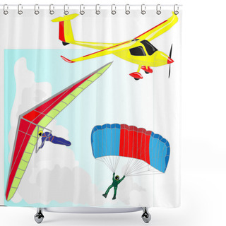 Personality  Air Transportation Vector Set  Shower Curtains