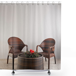 Personality  Two Basket Weaved Seater  Shower Curtains