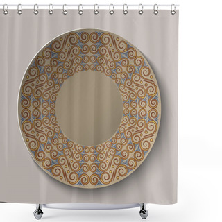 Personality  Circular Pattern In The Greek Style On The Plate. Shower Curtains