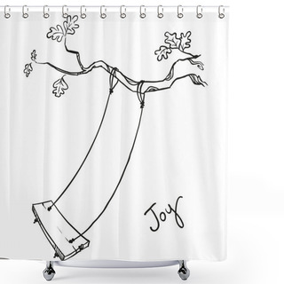 Personality  Tree With A Swing. Vector Illustration. Shower Curtains