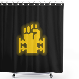 Personality  Barbed Wire Yellow Glowing Neon Icon Shower Curtains