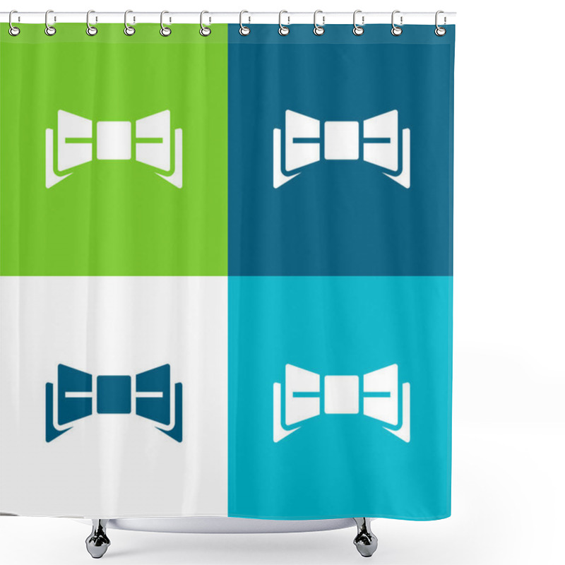 Personality  Bow Flat Four Color Minimal Icon Set Shower Curtains