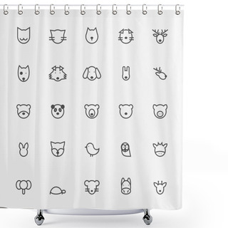 Personality  Set Of Minimalistic Animal Line Icons. Vector Illustration Shower Curtains