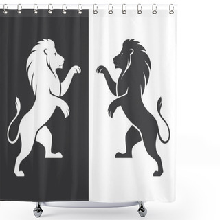 Personality  Two Heraldic Lions Rampant Shower Curtains