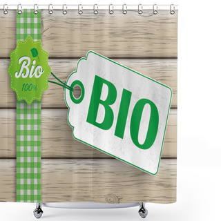 Personality  Bio Food Price Sticker Shower Curtains