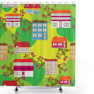 Personality  Cartoon City Vector Illustration Shower Curtains