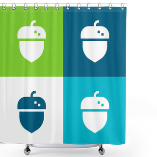 Personality  Acorn Flat Four Color Minimal Icon Set Shower Curtains