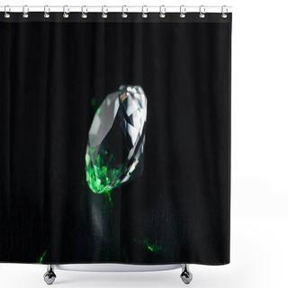 Personality  Illuminated Diamond With Green Light On Black Background Shower Curtains