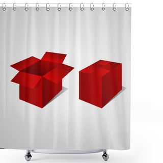 Personality  Open And Closed Red Boxes. Vector Shower Curtains