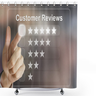 Personality  Business Hand Pushing Customer Reviews On Virtual Screen Shower Curtains