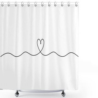 Personality  Heart Background Valentine Day Design, Continuous One Line Drawing. Minimalism Vector Illustration With Love Symbol. Shower Curtains