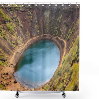 Personality  Panoramic View Of Kerid Crater In Iceland Shower Curtains