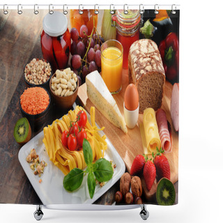 Personality  Composition With Variety Of Organic Food Products Shower Curtains
