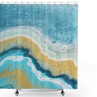 Personality  Abstract Background With Light Blue And Yellow Acrylic Paint  Shower Curtains