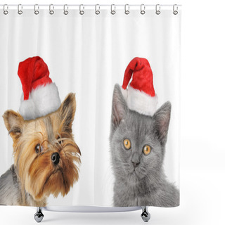 Personality  Chrismas Dog And Cat Shower Curtains