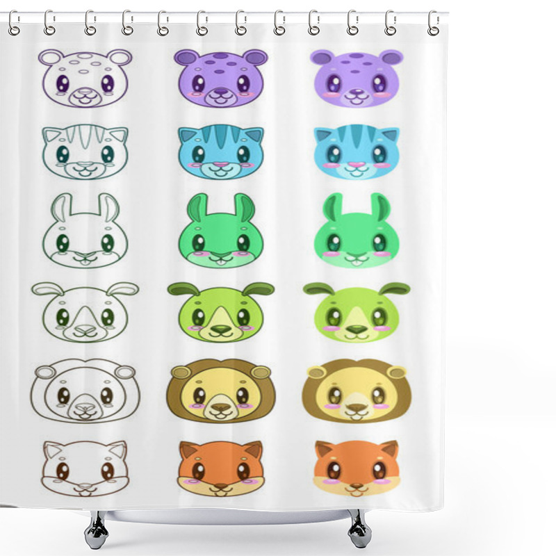 Personality  Cute Cartoon Animal Faces. Shower Curtains