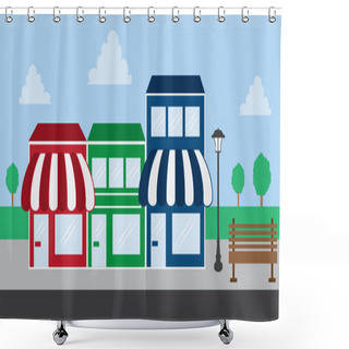 Personality  Store Front Strip Mall Shower Curtains