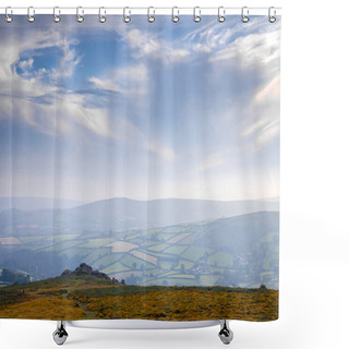 Personality  Sunset View Of Dartmoor National Park, A Vast Moorland In The County Of Devon, In Southwest England, UK Shower Curtains