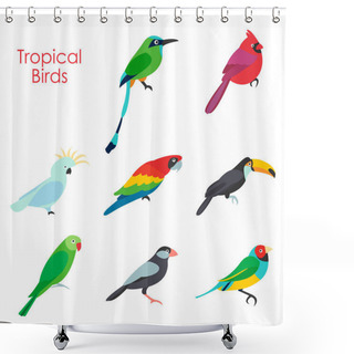 Personality  Vector Illustration Of Tropical Birds Icon Shower Curtains