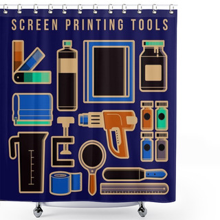 Personality  Set Of Icon Screen Printing Tools Shower Curtains