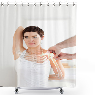Personality  Highlighted Bones Of Woman At Physiotherapist  Shower Curtains
