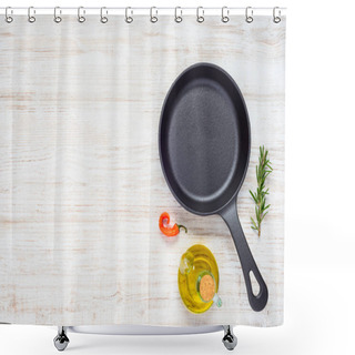 Personality  Frying Pan With Olive Oil And Copy Space Shower Curtains
