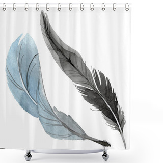 Personality  Bird Feather From Wing Isolated. Watercolor Background Illustration Set. Isolated Feathers Illustration Element. Shower Curtains