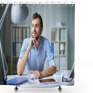Personality  Pensive Businessman Shower Curtains