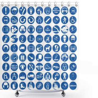 Personality  Commanded Sign Safety Sign Pictogram Occupational Safety Sign General Mandatory Sign Set Collection Shower Curtains