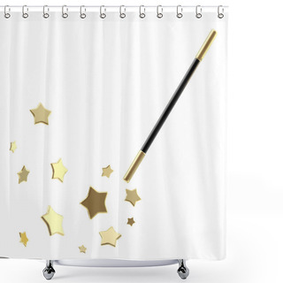 Personality  Black Magic Wand With Stars Isolated Shower Curtains