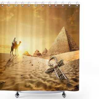 Personality  Pyramids And Ankh Cross Shower Curtains