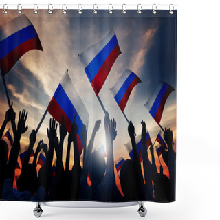 Personality  People Holding Flags Of Russia Shower Curtains