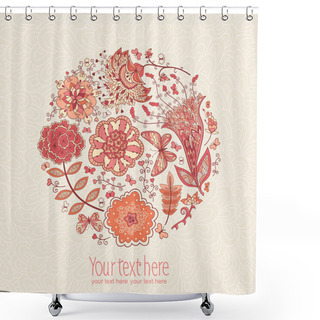 Personality  Card With Abstract Flowers Shower Curtains