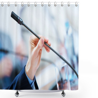 Personality  Conference Hall With Microphones Shower Curtains