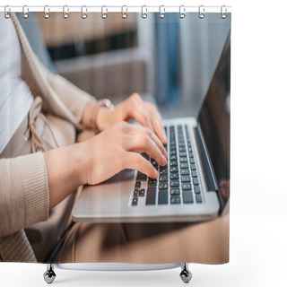 Personality  Hands Typing On Keyboard Of Laptop   Shower Curtains