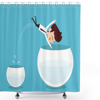 Personality  Man Jumping Out Of Fishbowl  Shower Curtains