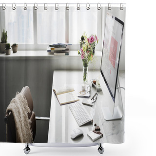 Personality  Beautiful And Light Office Workspace  Shower Curtains